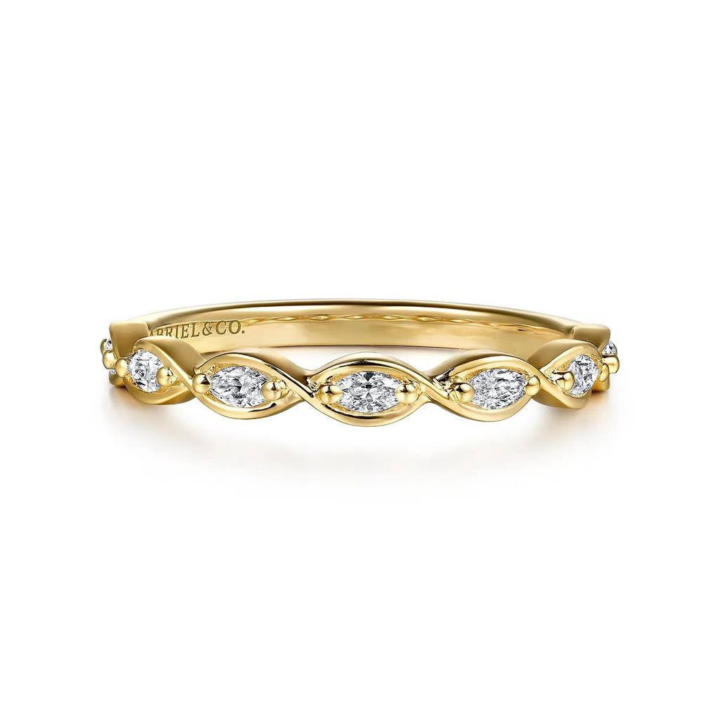 14K Yellow Gold Marquise Diamond Wedding Band