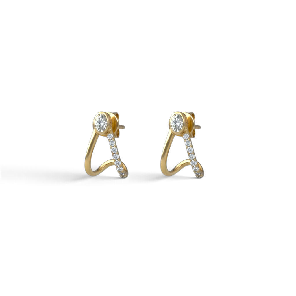 14KT Yellow Gold Diamond Huggie Earrings