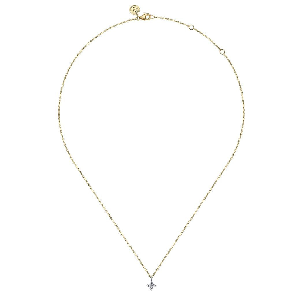 14kt Two-Tone Diamond Flower Pendant Necklace