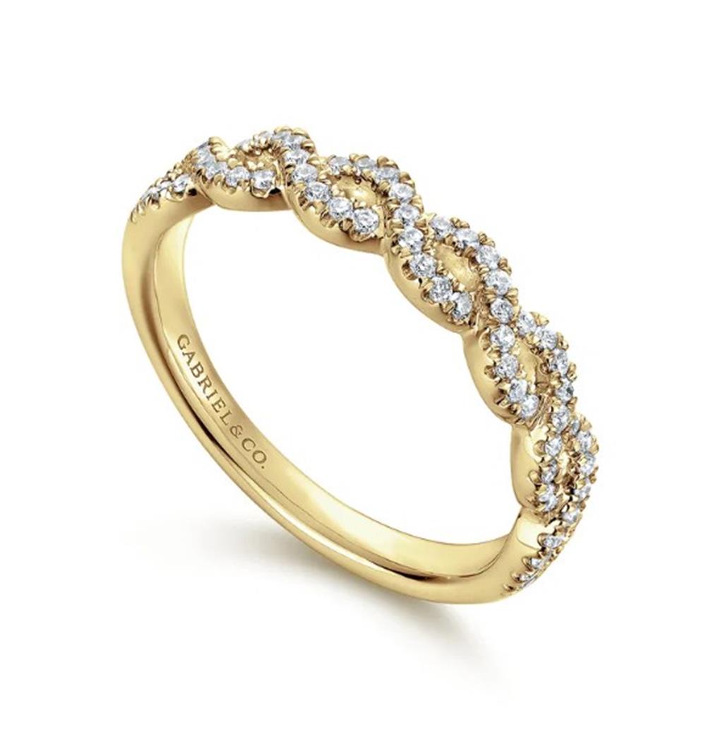 14KT Yellow Gold Twisted Diamond Wedding Band Designed By Gabriel and Co.