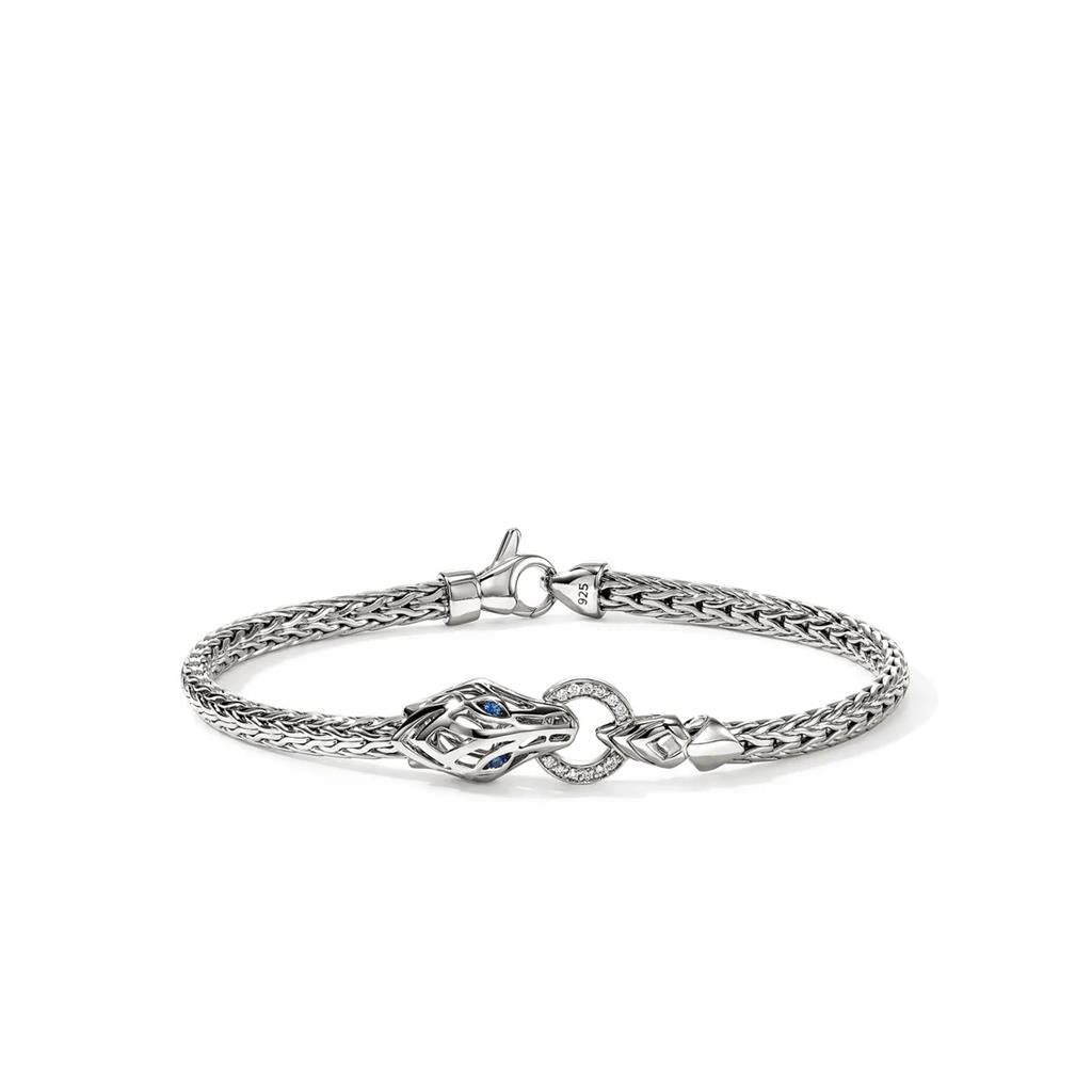 Sterling Silver Diamond & Blue Sapphire Naga Bracelet  – 3.5mm BUP603752BSPDIXUM