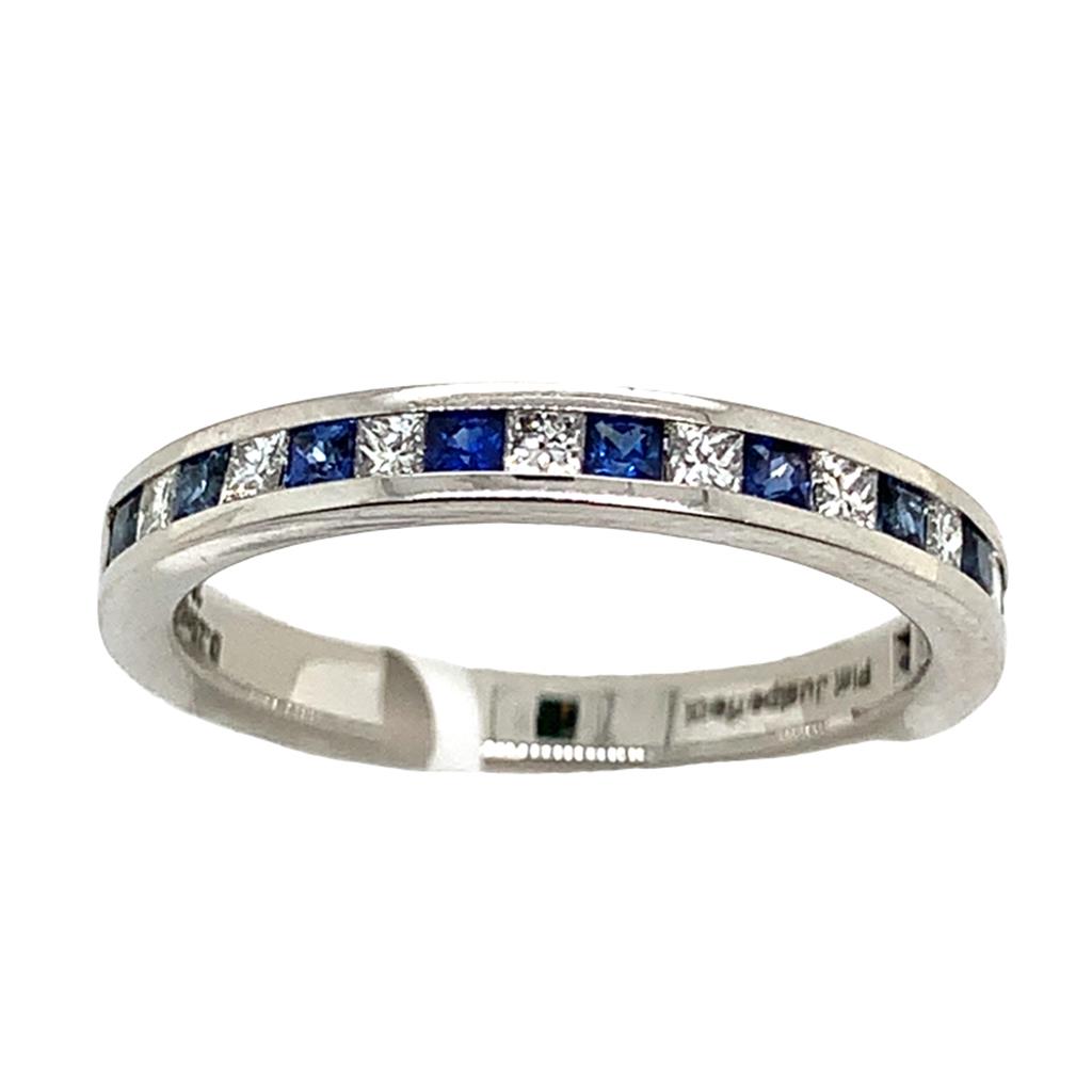 Platinum Diamond & Sapphire Alternating Band
