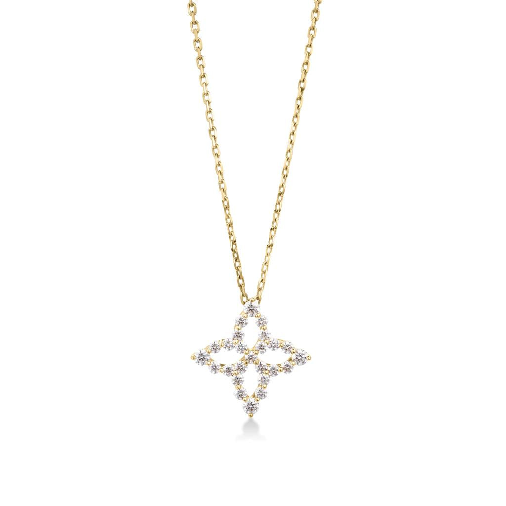 18KT Yellow Gold Princess Diamond Outline Necklace