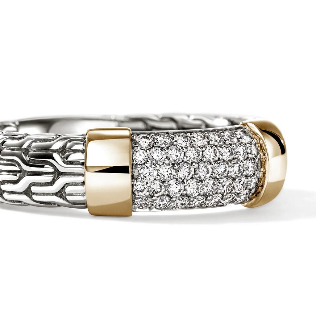 Essential Pavé Diamond Ring – 5mm Sterling Silver & 14kt Yellow Gold RZZP988702DIX7
