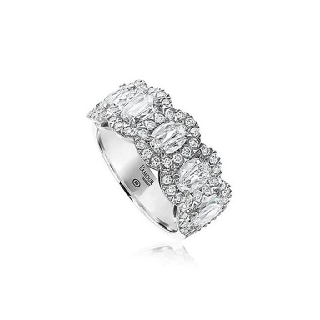 18kt White Gold 7-Stone Crisscut® Halo Diamond Ring