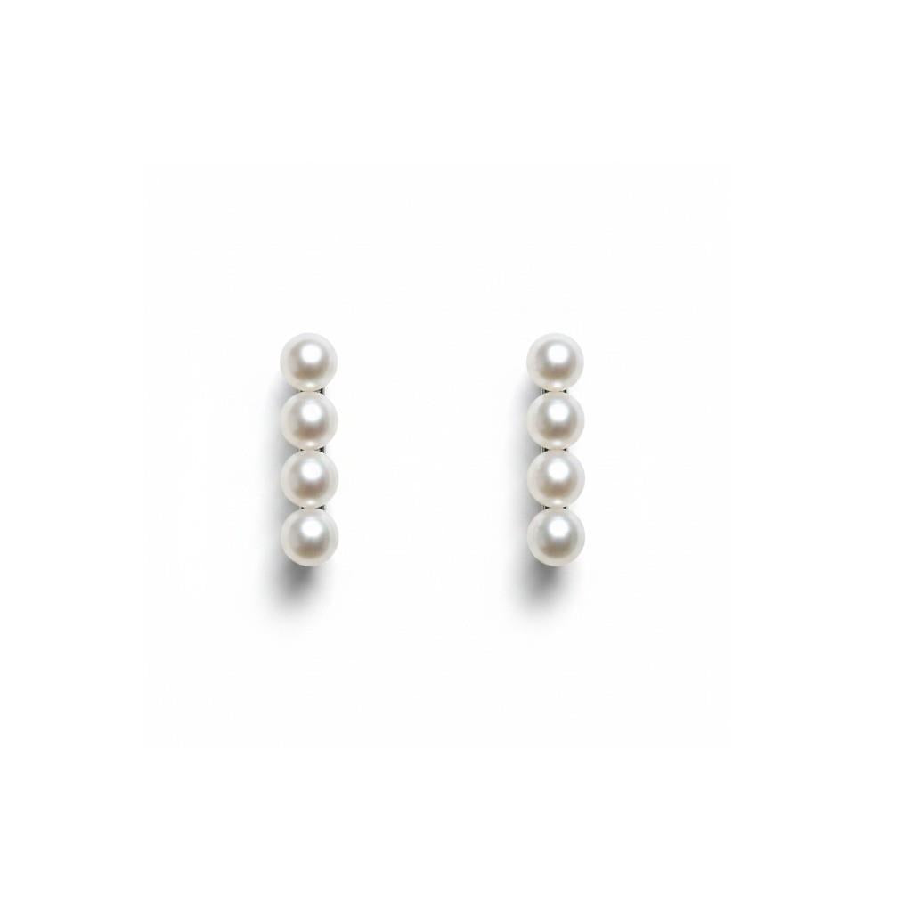 14kt Yellow Gold Pearl Bar Stud Earrings