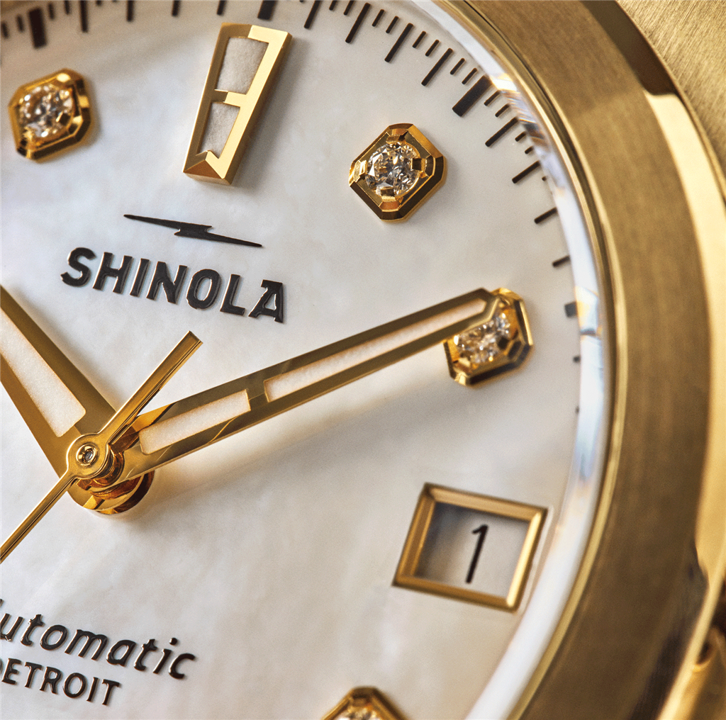 Shinola S0120484270 Circadian Monster 36mm Yellow Gold PVD Mother of Pearl Diamond Dial Watch