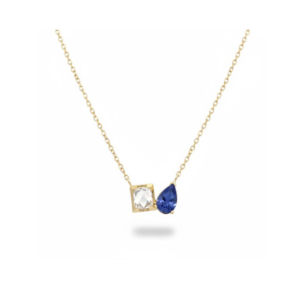 14kt Yellow Gold Diamond & Tanzanite Toi et Moi Necklace – 16"