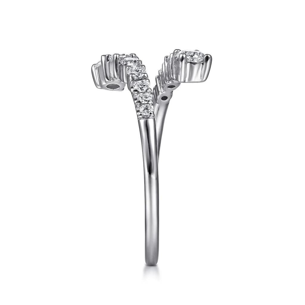 14kt White Gold Open Bypass Diamond Fashion Ring