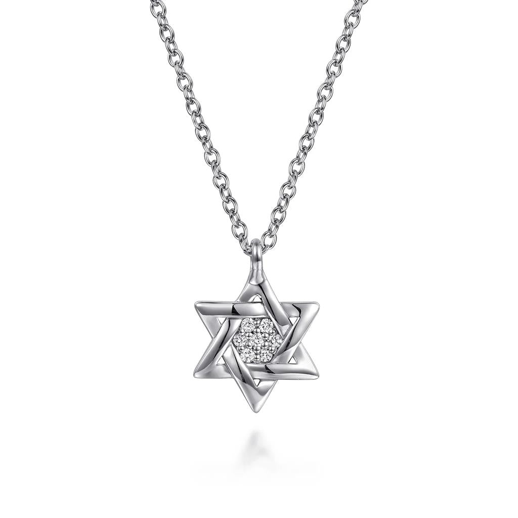 Sterling Silver Bujukan Diamond Star Of David Pendant Necklace