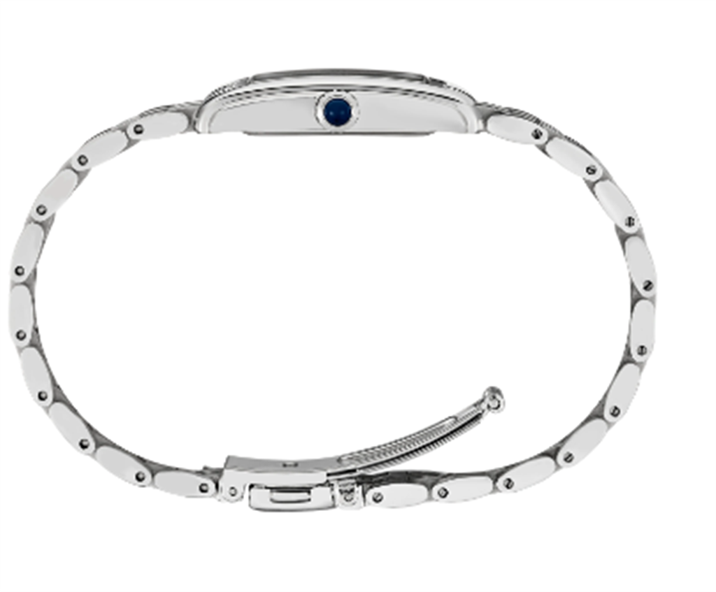 Seiko Essentials Stainless Steel White Roman Numeral Dial Watch - side view