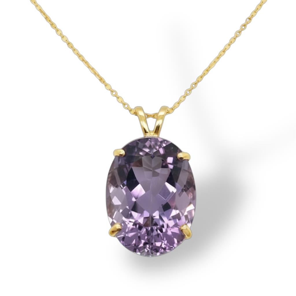 14KT Yellow Gold Amethyst Pendant Necklace