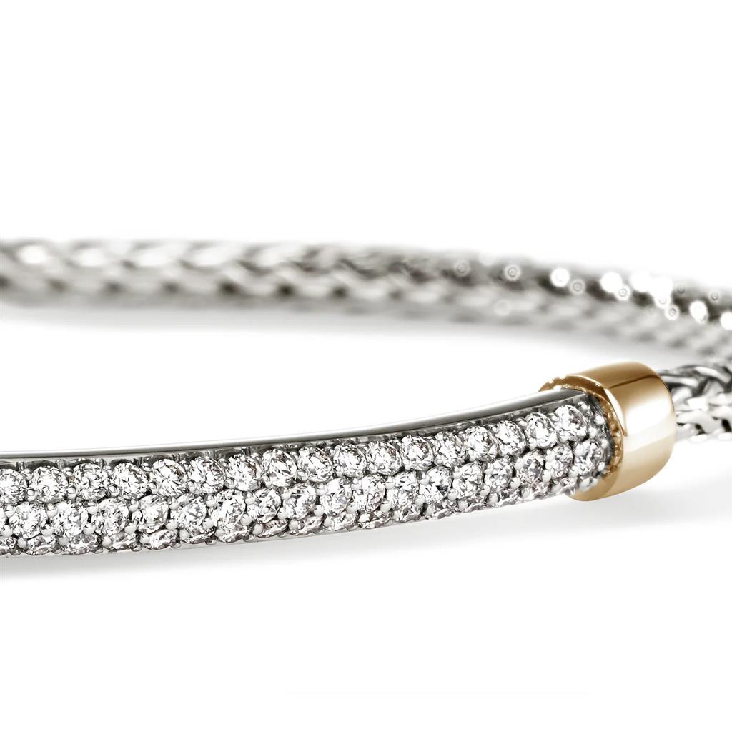 Essential Pavé Diamond Bracelet – 2.5mm Sterling Silver & 14kt Yellow Gold