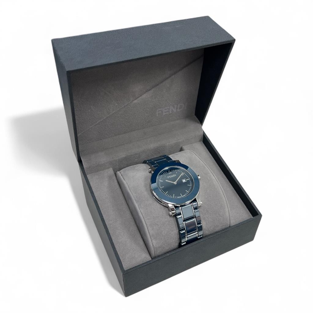 Certified Authentic Fendi Orologi 6400G 38mm Blue Dial Stainless Steel Watch