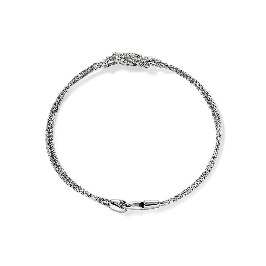 Sterling Silver Love Knot Diamond Pavé Station Double Row Bracelet BUP9007762DIXUM