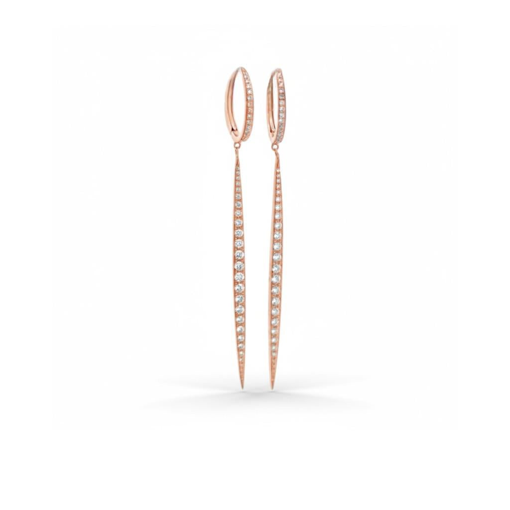 14K Rose Gold Diamond Dangle Fashion Earrings | 0.71ct