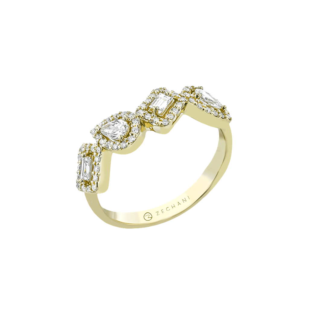 14K Yellow Gold Multi-Shape Halo Diamond Fashion Ring