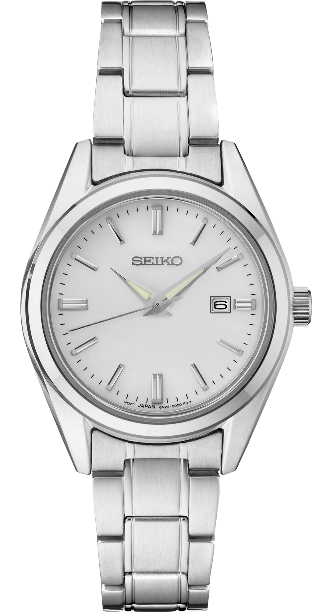 Seiko Stainless Steel Silver Index Dial SUR633