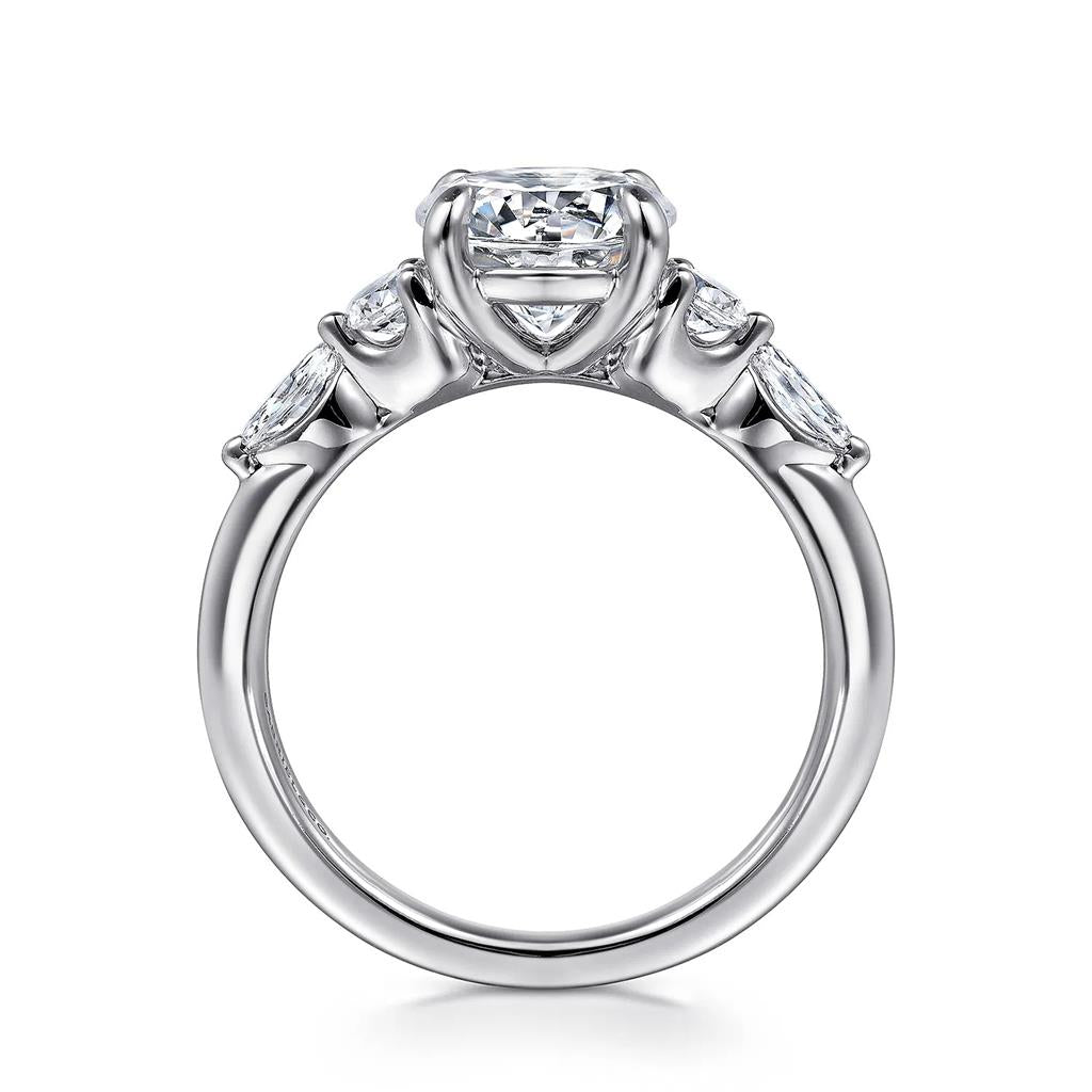 14kt White Gold 5-Stone Diamond Semi-Mounting - back side view