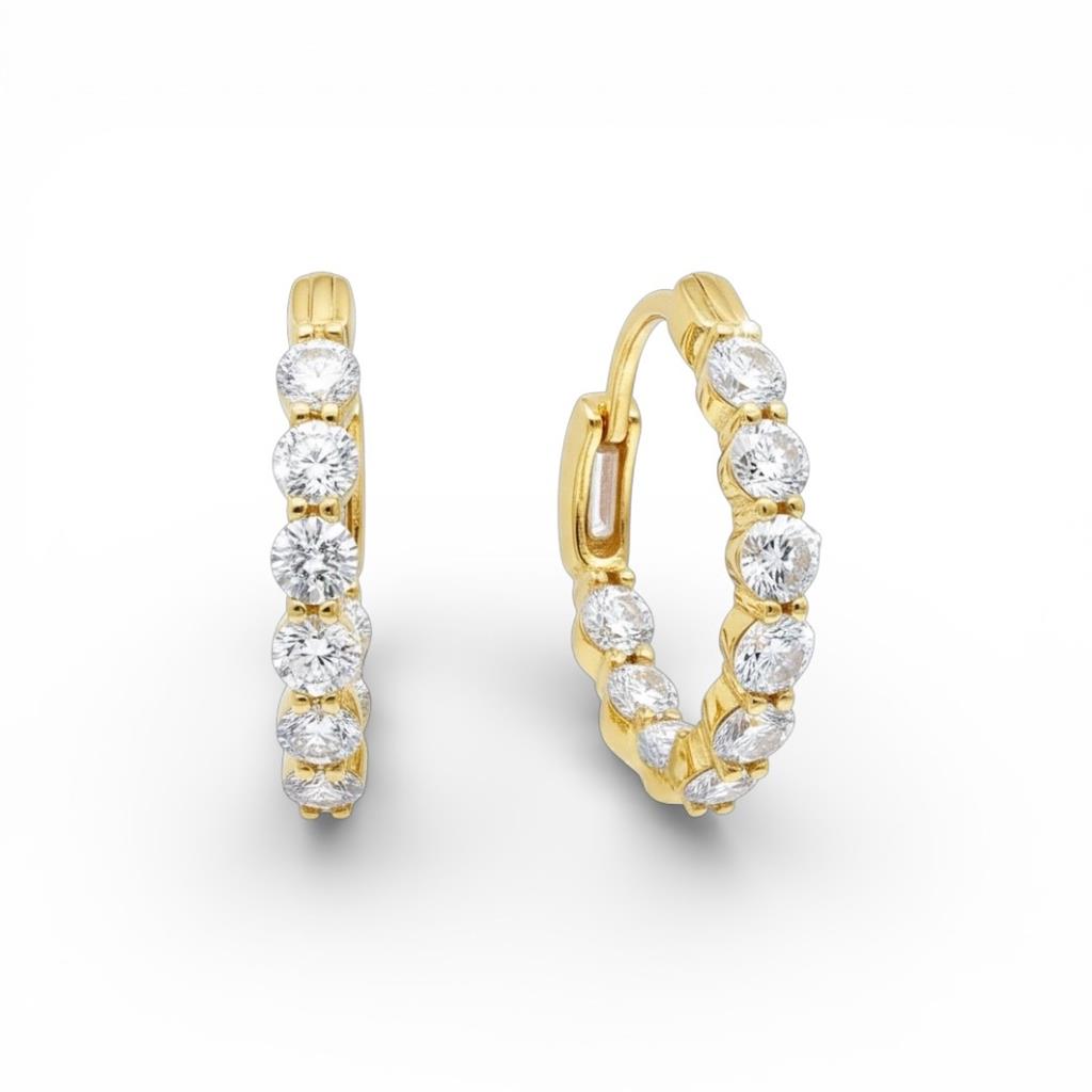 18kt Yellow Gold Oval In/Out Diamond Hoop Earrings – 1.51ct