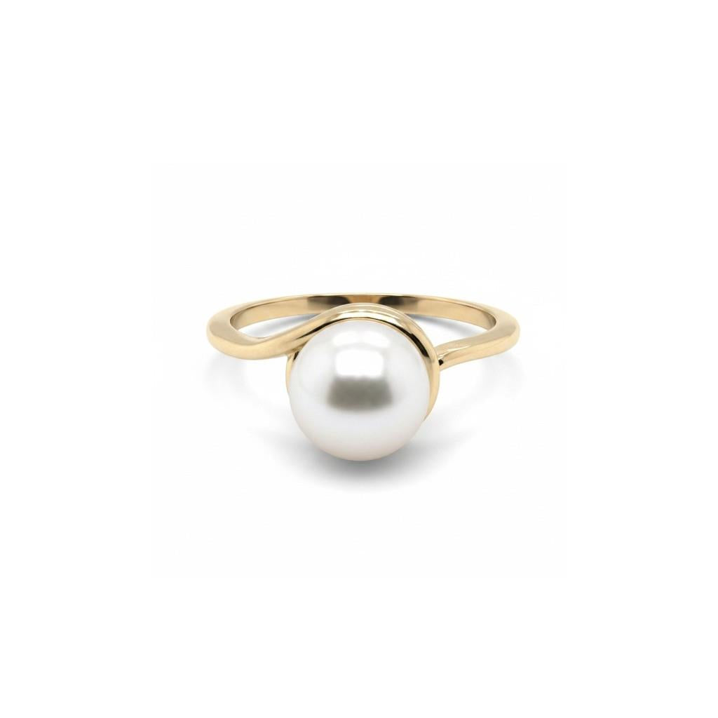 14kt Yellow Gold 8mm AA Quality Akoya Pearl Ring
