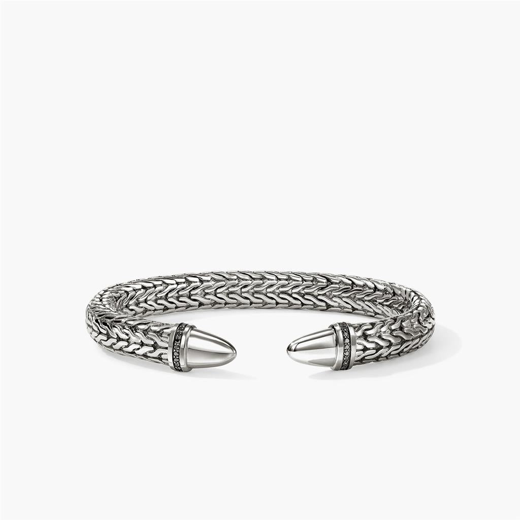 Spear 50 Silver Flex Cuff with Black Diamonds 