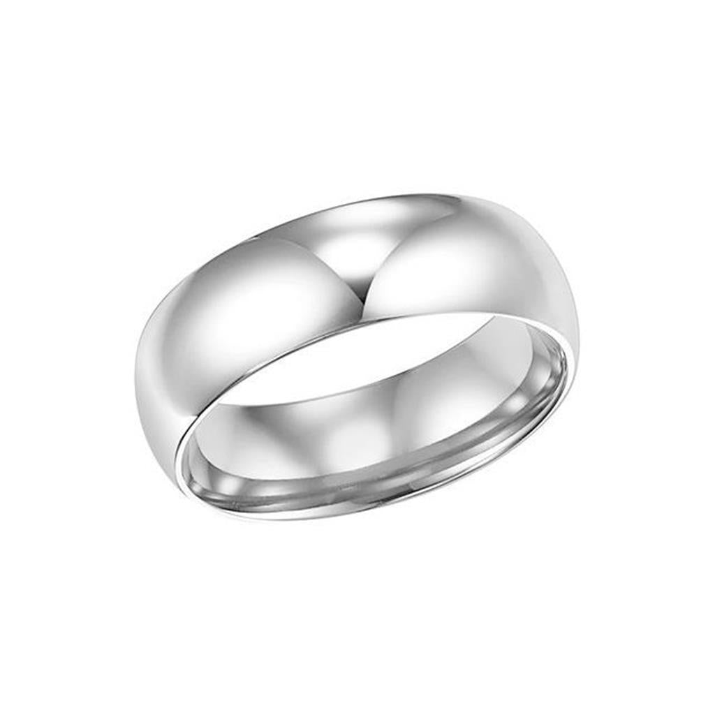 14kt White Gold 6mm Low-Dome Comfort-Fit Wedding Band – Size 9