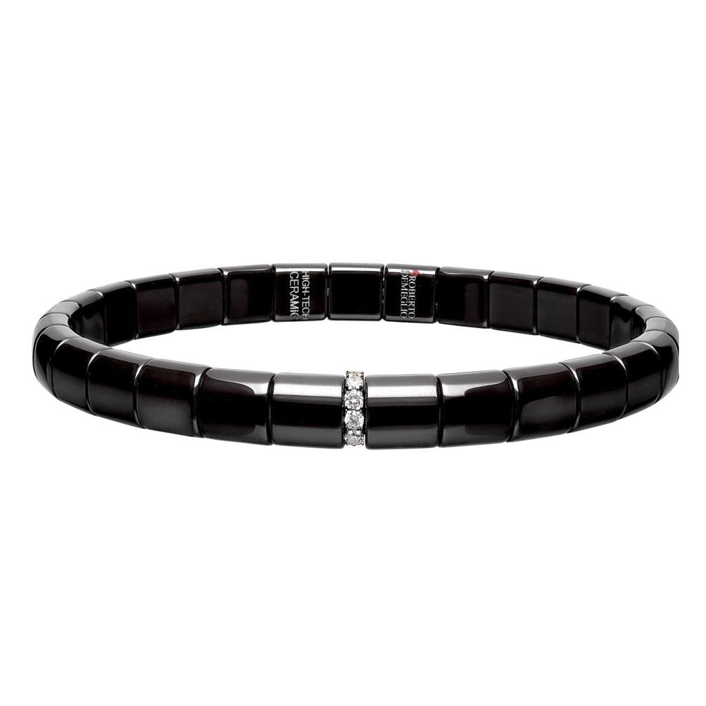 Demeglio Black Ceramic & 18KT White Gold Diamond Bar Bracelet