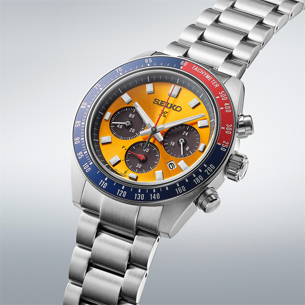 Seiko Prospex Speedtimer Stainless Steel Yellow Index Dial Watch
