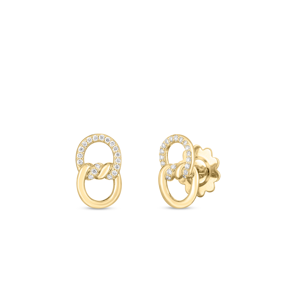 18Kt Yellow Gold Diamond Knot Cialoma Earrings