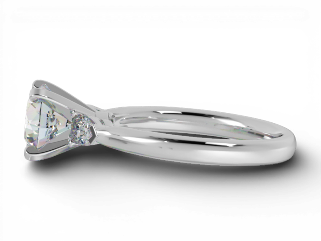 14kt White Gold 3-Stone Engagement Ring with Pear-Shaped Side Diamonds – 0.70ct Center