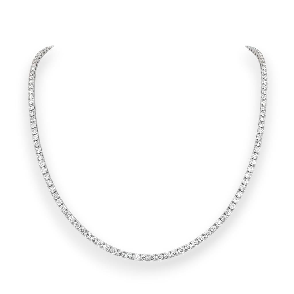18K White Gold Diamond Tennis Necklace | 4.09ct