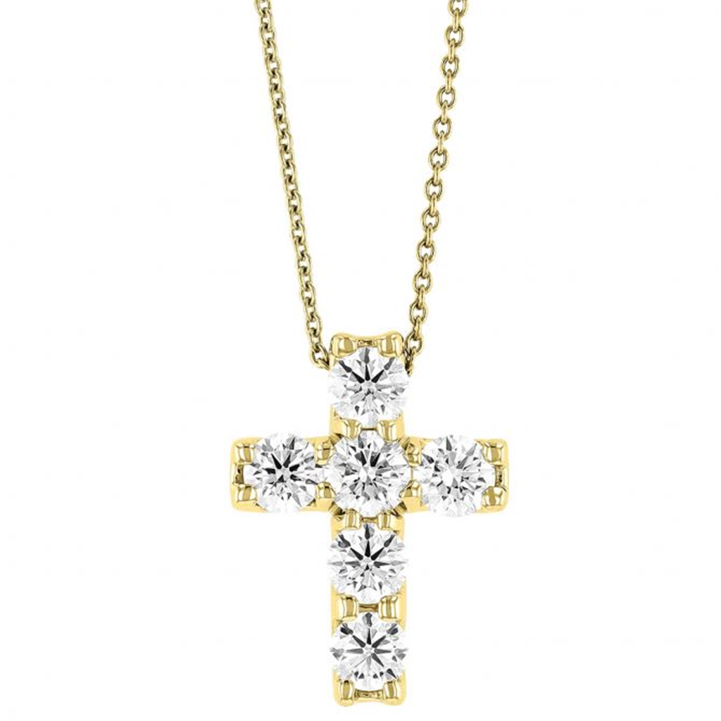 18kt Yellow Gold Diamond Cross Pendant Necklace