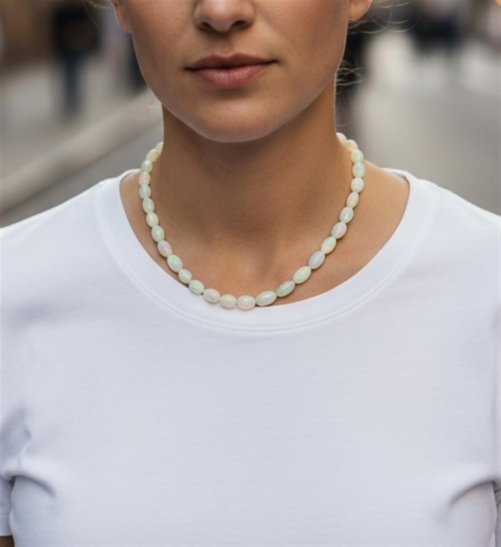 14KT Yellow Gold Ethiopian Opal Strand Necklace