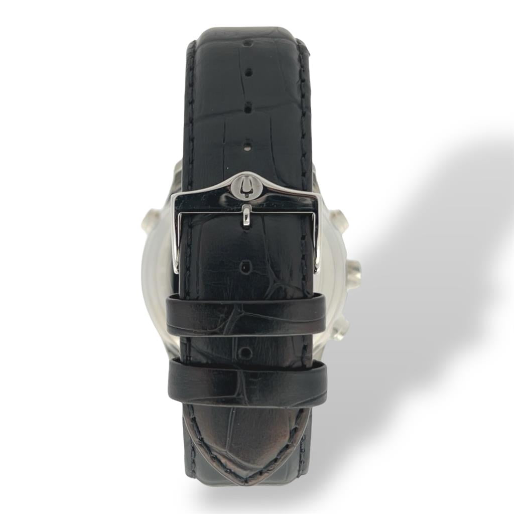 Certified Authentic Bulova Precisionist 46.5mm White Dial Leather Strap Watch