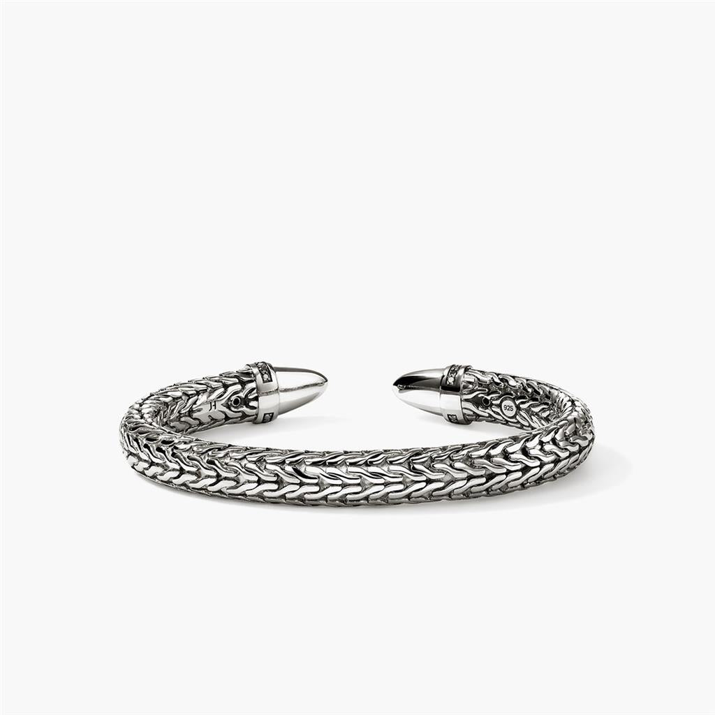 Spear 50 Silver Flex Cuff with Black Diamonds 