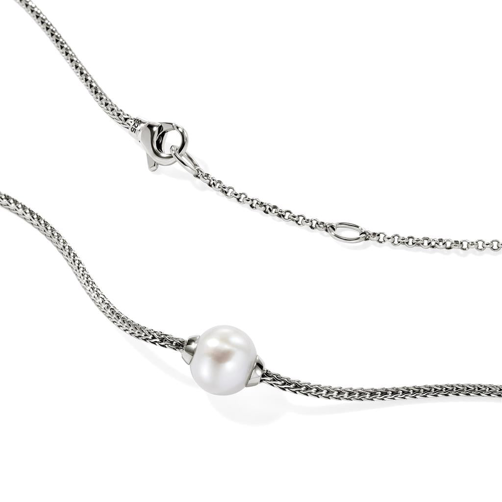 John Hardy Sterling Silver Pearl Chain Necklace – Timeless Elegance