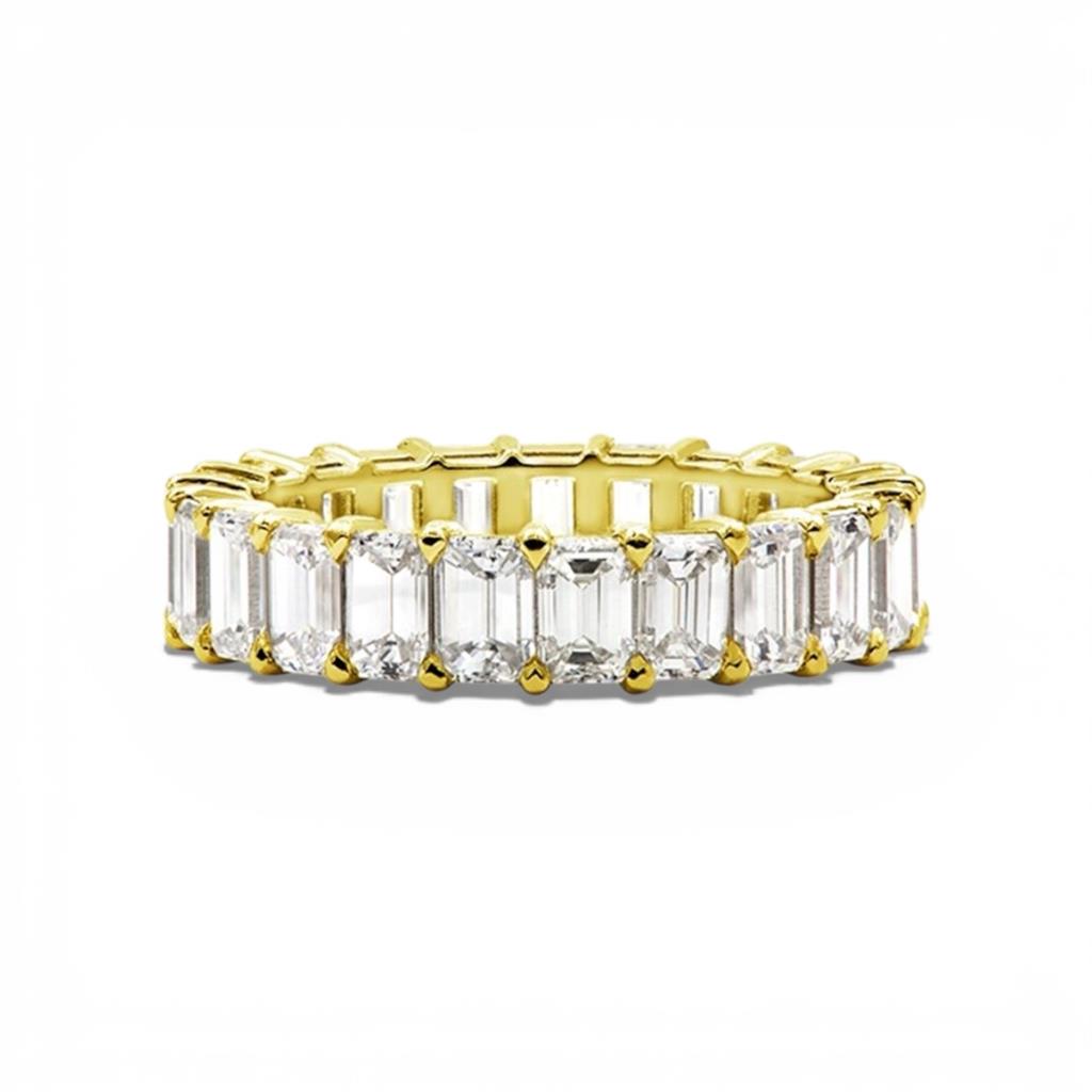 18kt Yellow Gold Emerald Cut Diamond Eternity Wedding Band – 6.31ct Total Diamonds | Size 6