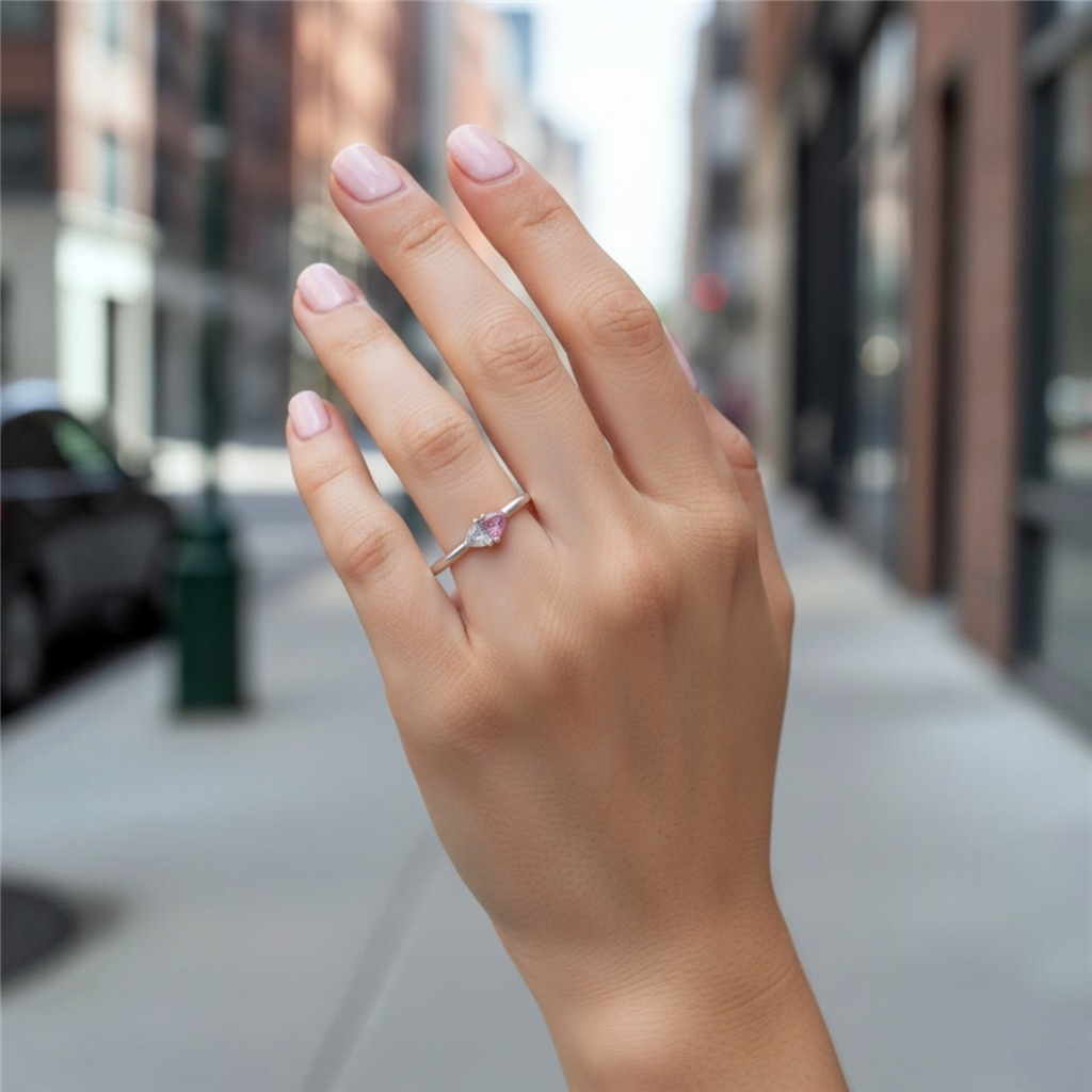 14KT White Gold Two-Stone Pink Tourmaline And Diamond Ring