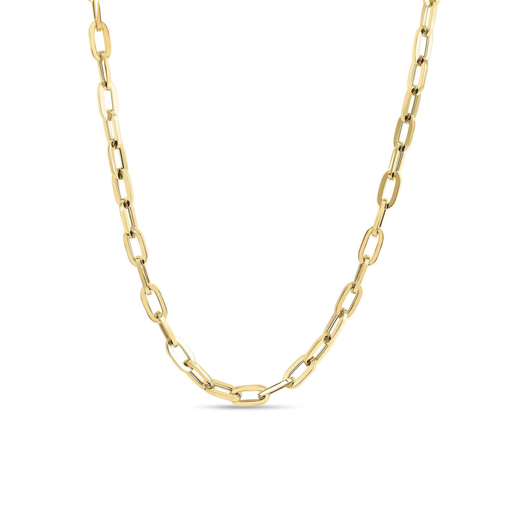 18kt Yellow Gold Roberto Coin Flat Oval Link Necklace