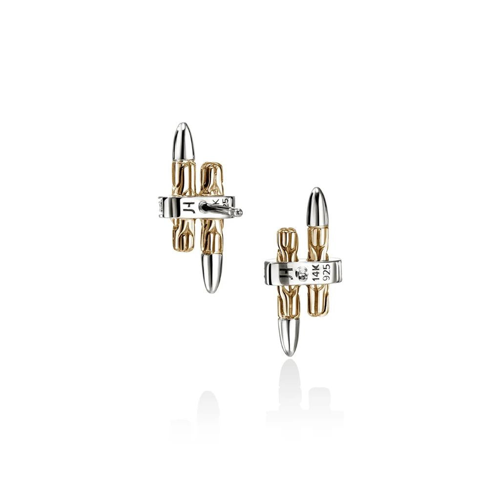 Sterling Silver & 14KT Yellow Gold Spear Pavé Diamond Stud Earrings
