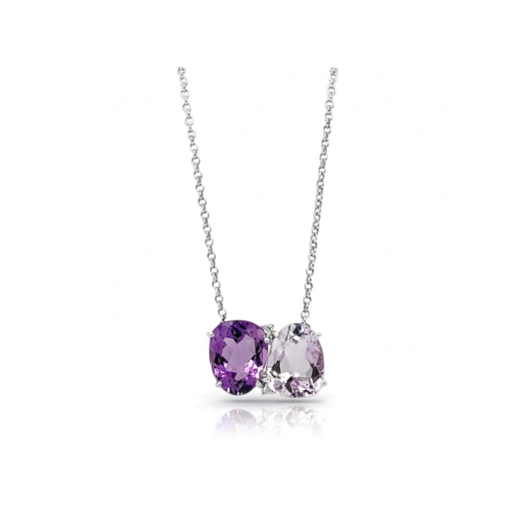18KT White Gold 4.60ct Pink & Purple Amethyst Necklace