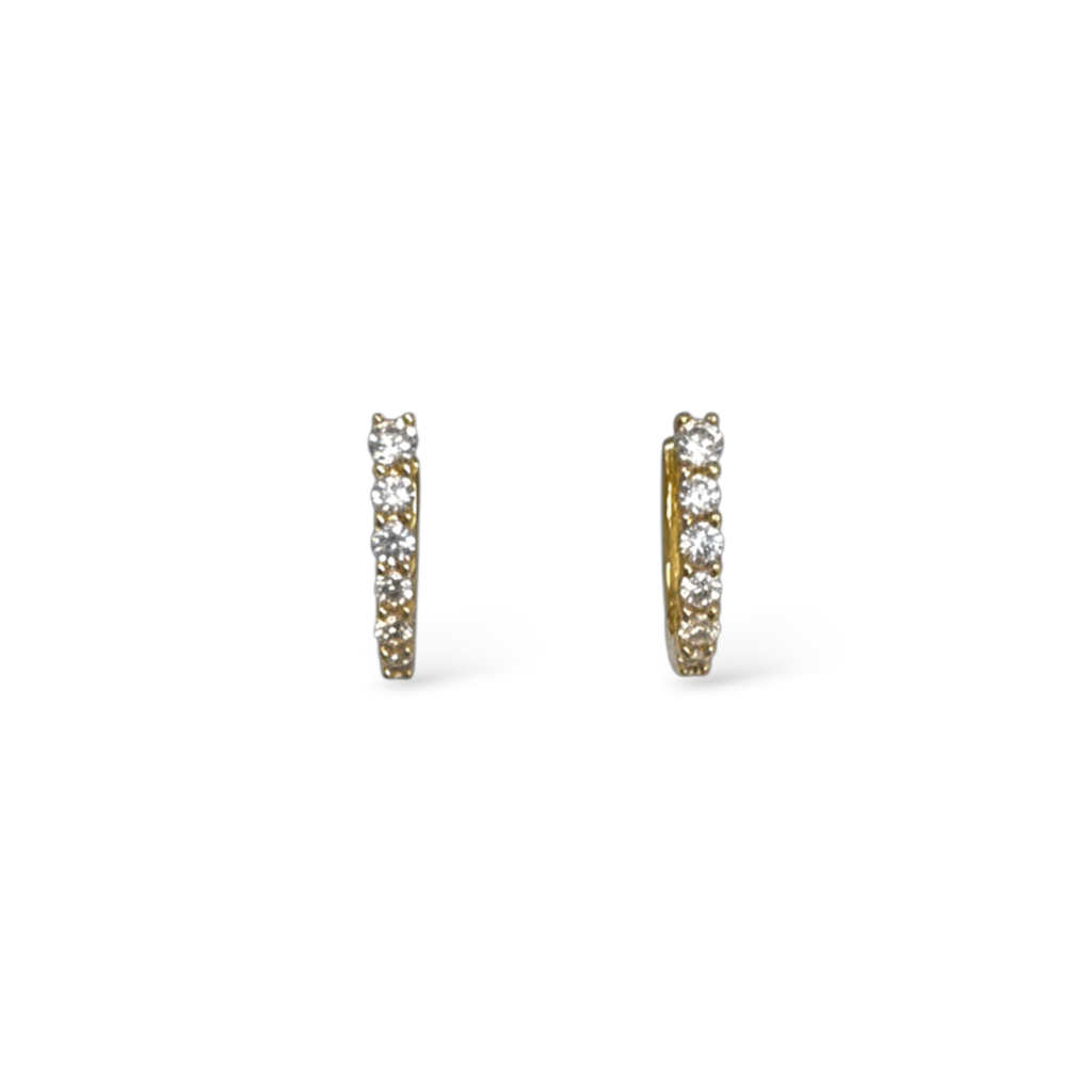 14KT Yellow Gold Diamond Huggie Earrings
