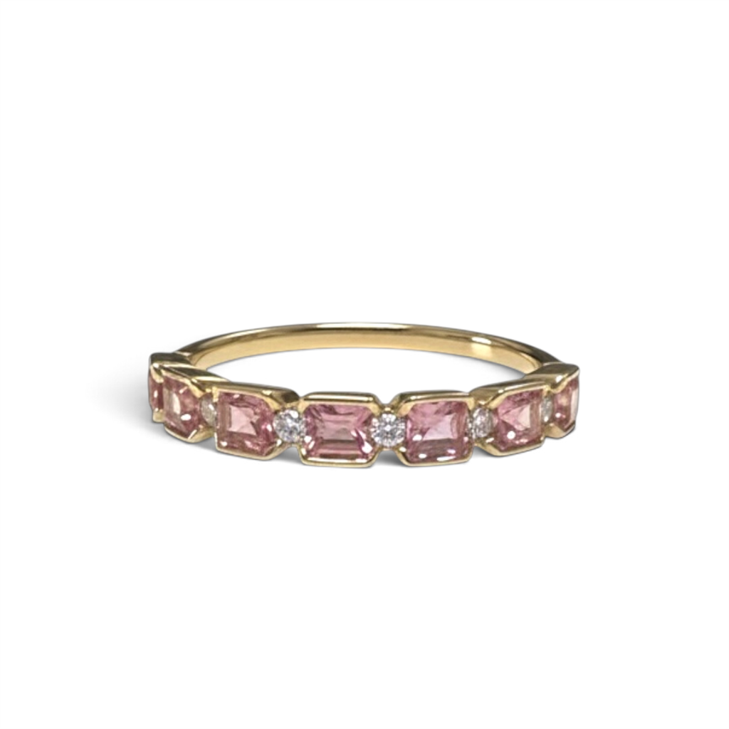 14KT Yellow Gold Pink Tourmaline And Diamond Ring