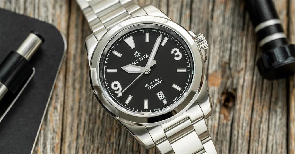 Triumph Time & Date 40mm Black Dial Stainless Steel Automatic Watch