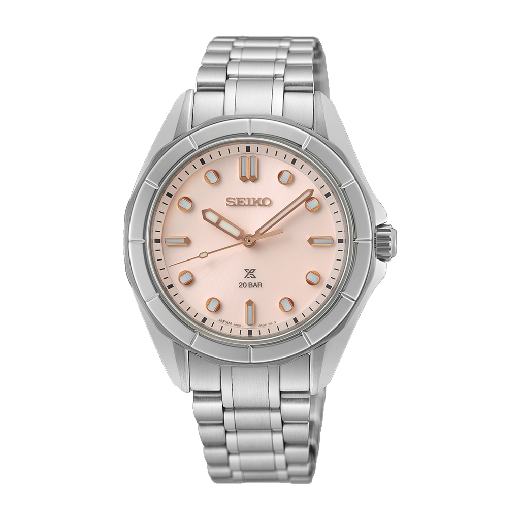 Seiko Prospex Stainless Steel Pink Index Dial Sea Watch 
