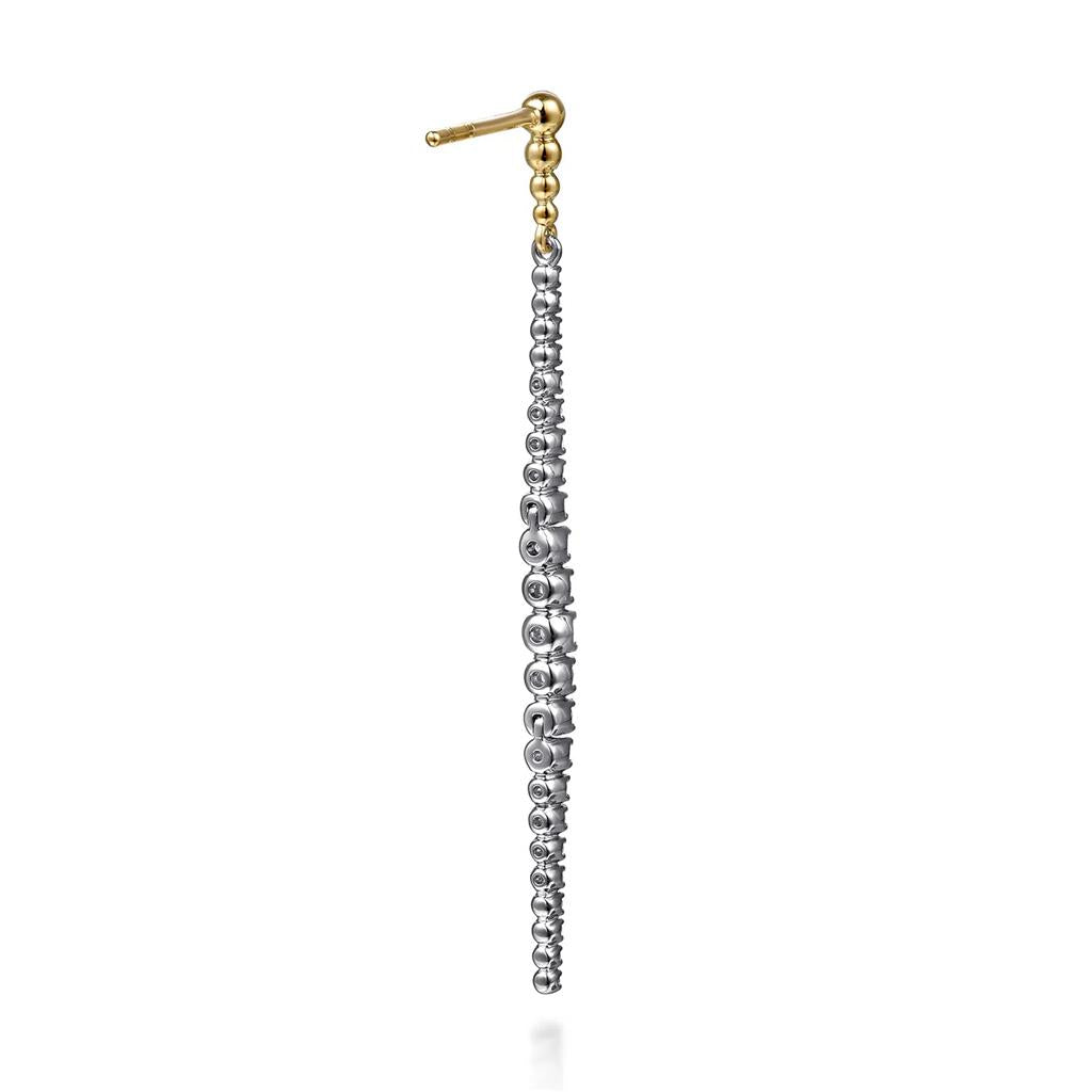 14KT Two-Tone Bujukan Punk Diamond Stud Drop Earrings