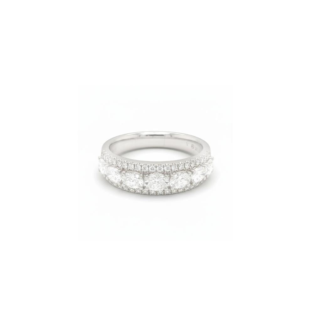 18K White Gold 3 Row Diamond Wedding Band
