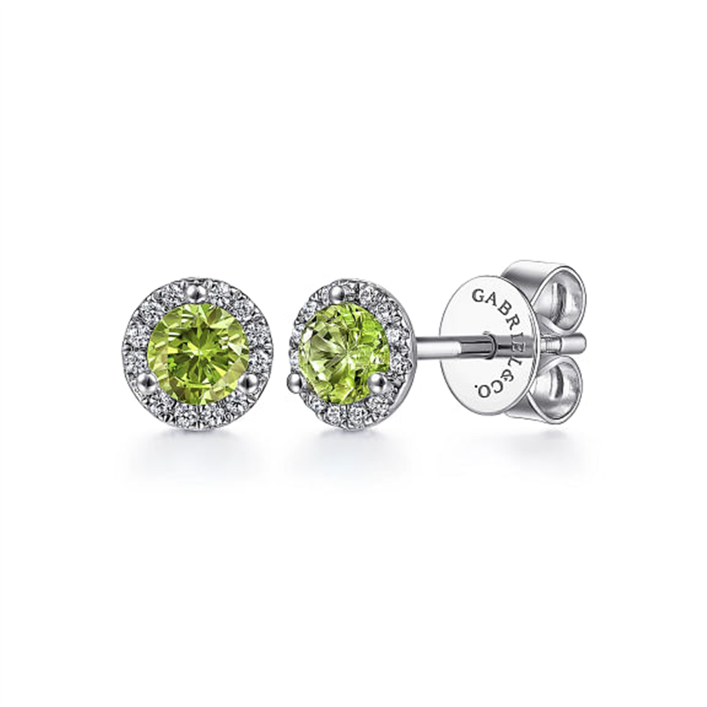 14K White Gold Peridot Stud Earrings
