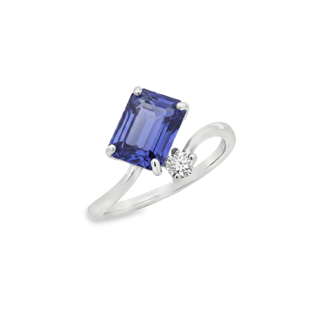14K White Gold Tanzanite & Diamond Bypass Ring | 2.26ct